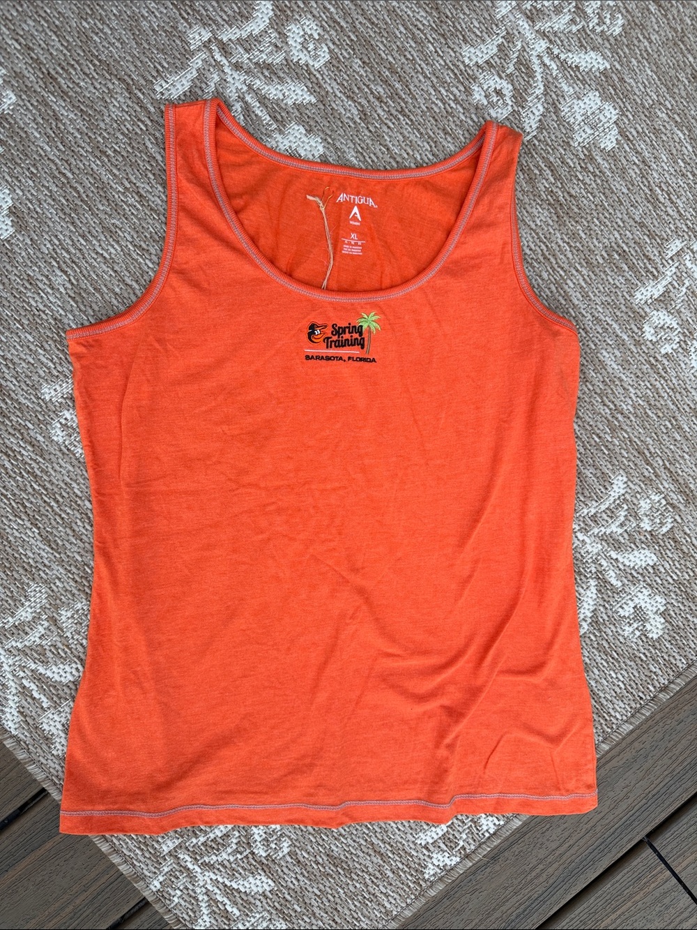 Antigua Orange Women's Scoop Neck Tank Top with Palm Logo